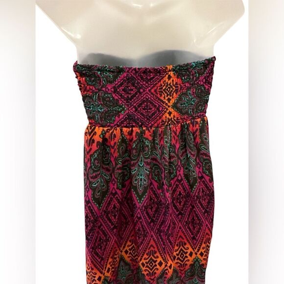 Xhiliration Maxi Tie Halter Dress Boho Print Dress Long Medium M NWOT - Picture 7 of 9